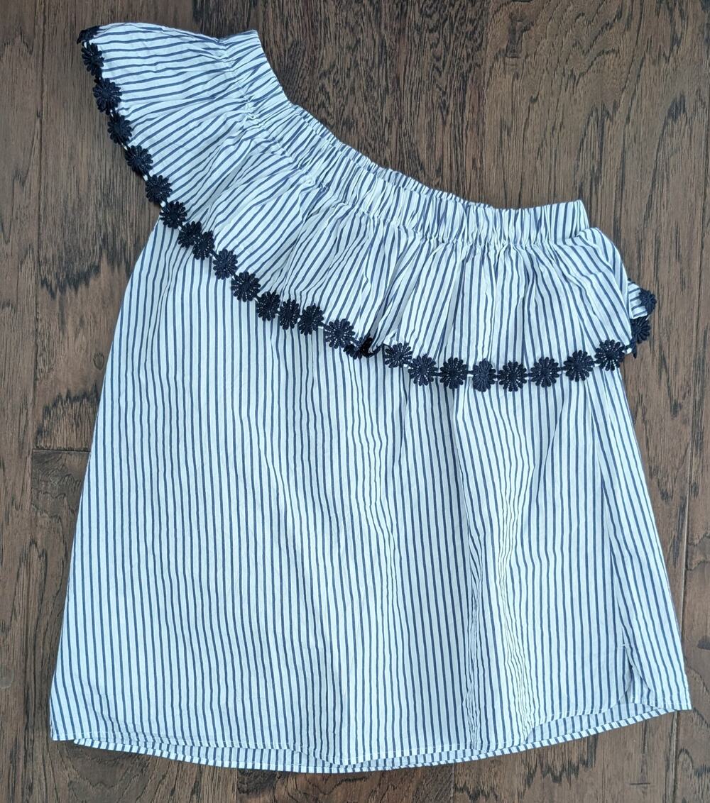 Loft One Shoulder Cotton Striped Top